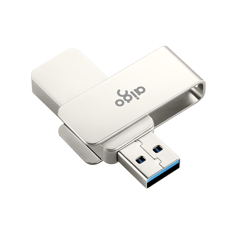 爱国者(aigo)64GB USB3.0 U盘 U330金属旋转系列 银色